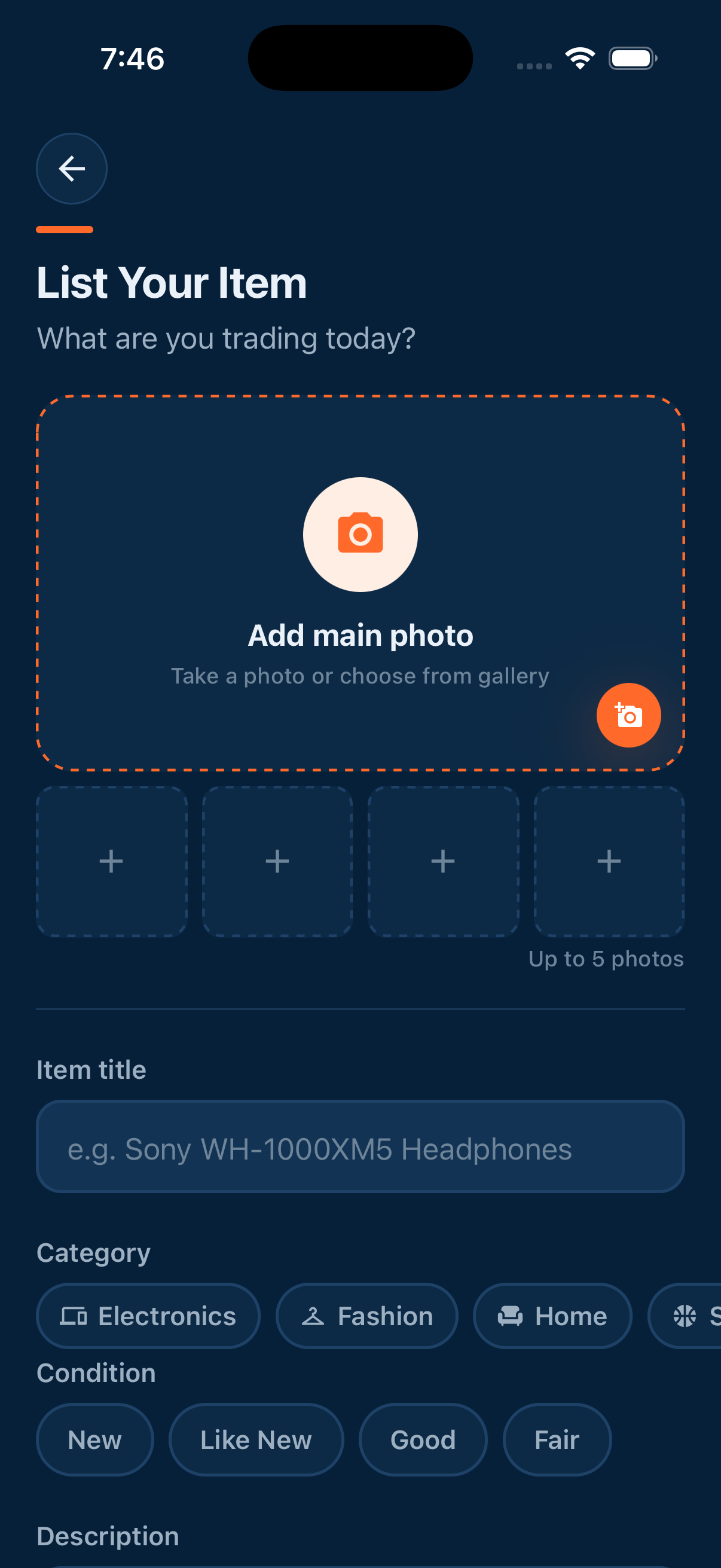 Adding a listing